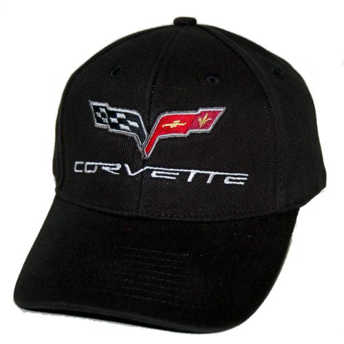 2005 - 2013 chevrolet corvette c6 cotton twill black hat cap shipped in a box -