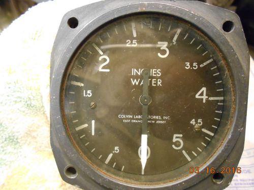 Antique military aircraft cockpit gauge inches of water colvin labs e orange nj