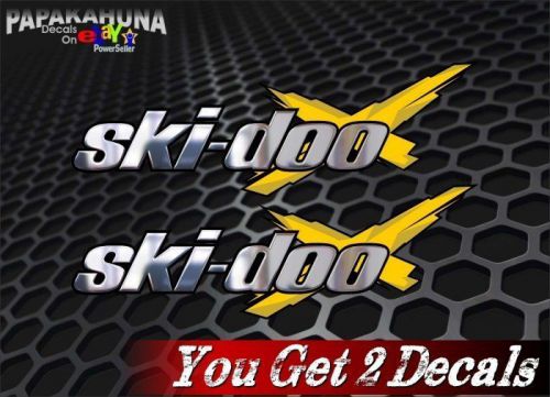 2 ski-doo silver chrome 28&#034; vinyl decals snowmobile sled skandic mxz tnt sticker