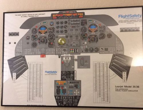 Vintage learjet model 35/36 faa approved visual flight simulator framed poster