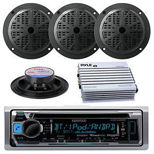 Kenwood bluetooth ipod usb cd radio,5.25&#034; black speakers, marine 400w amplifier
