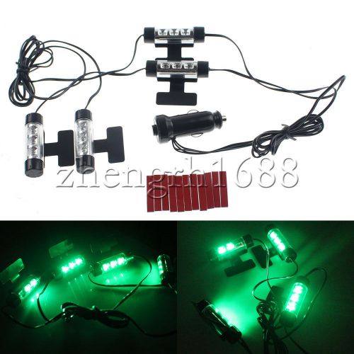 4 xnew green 3 led interior floor car charge 12v decorative atmosphere lamps