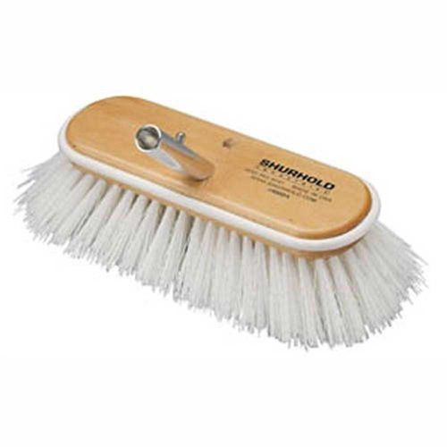 Shurhold white polyester hard 10 inch brush with marine wooden structure