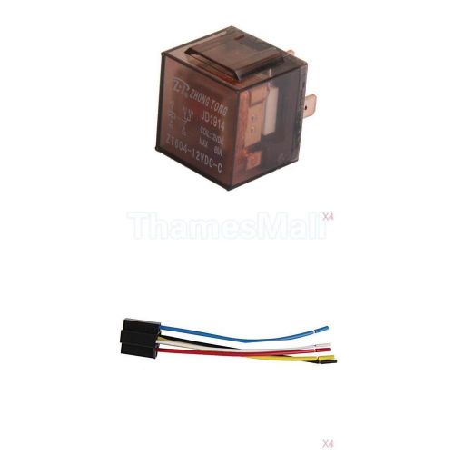 4 x car truck auto 12v 60a 60 amp spdt relay relays 5 pin 5p &amp; socket 5 wire