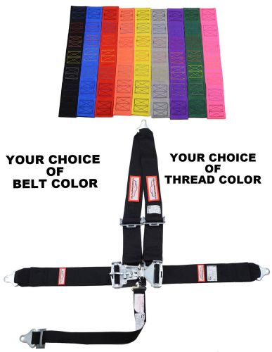 Custom thread stitch &amp; belt  color new  3&#034; latch &amp; link 5 point v racing harness
