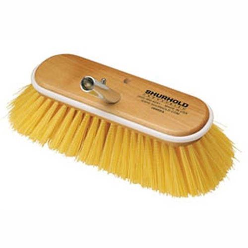 Shurhold yellow polyester medium 10 inch brush with marine wooden structure