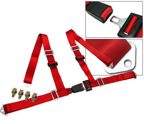 Universal red 4 point racing seat belt harness