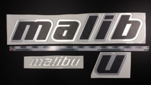 Malibu boat emblem 27&#034; stickers set black chrome - adesivi barca