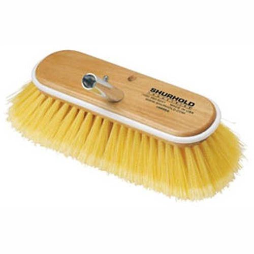 Shurhold yellow polyester soft 10 inch brush with marine wooden structure