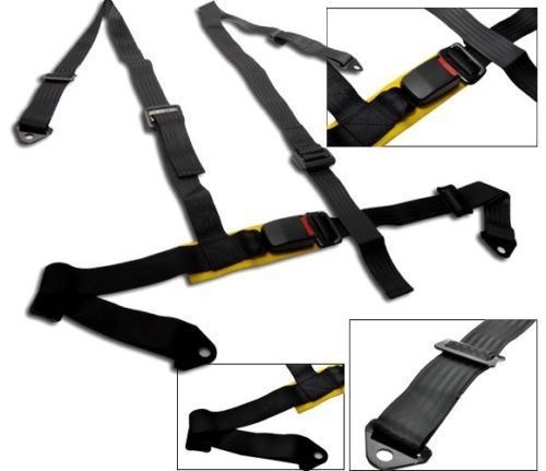 Universal black 4 point racing seat belt harness