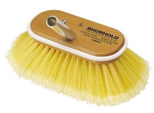 Shurhold yellow polyester soft 6 inch brush with marine wooden structure