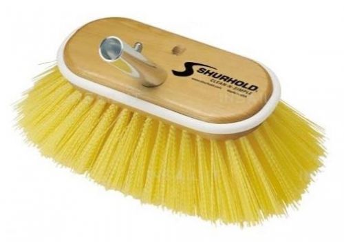 Shurhold yellow polyester medium 6 inch brush with marine wooden structure