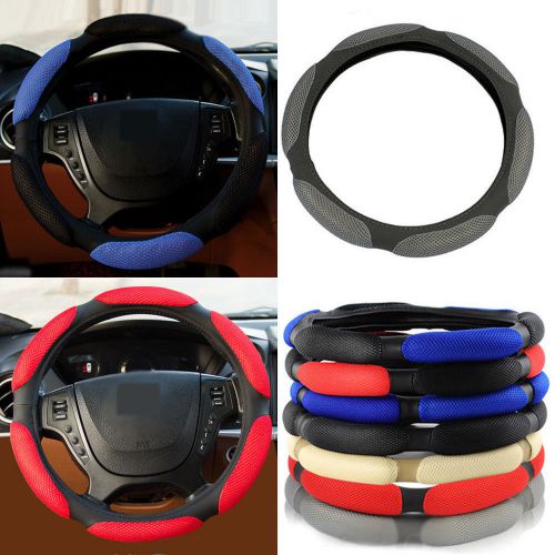 Firm soft leather slap-up auto car steering wheel cover an-ti slip grip mesh