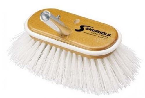 Shurhold white polyester hard 6 inch brush with marine wooden structure