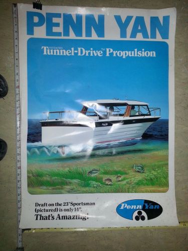 Vintage penn yan boat tunnel drive poster 33&#034; x 24&#034;  - collectible sign