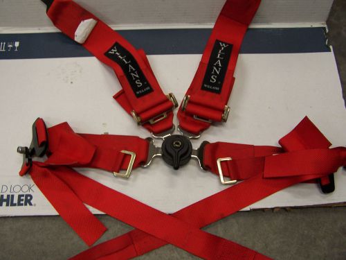 Willans club fia 6 point single seater harness 3&#034; shoulder/ 3&#034; lap straps - red