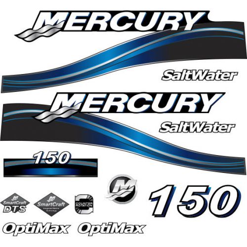 Mercury outboard decal sticker 150 hp optimax saltwater salt water blue