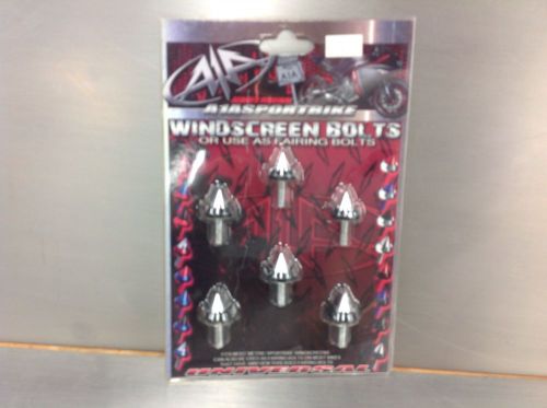 A1a sportbike spiked windscreen bolts in silver/chrome