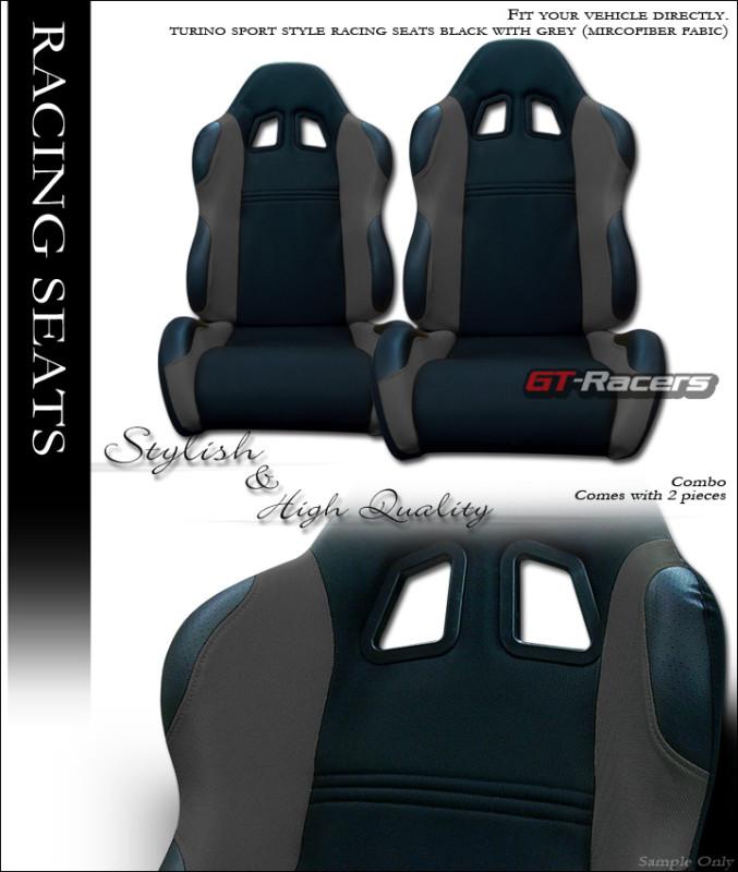 Ts sport style black/gray cloth racing bucket seats w/sliders l+r infiniti lexus