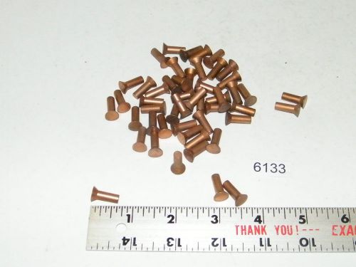 50 vintage countersunk solid copper brake clutch rivets 5/8 tall x 13/64 shank
