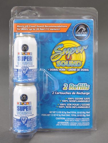 Signal horn refill pack, two 1.5 oz. air canisters, falcon super sound, new