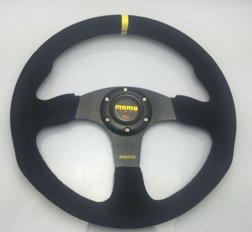 Momo 350mm black suede leather flat steering wheel omp sparco race drift rally y