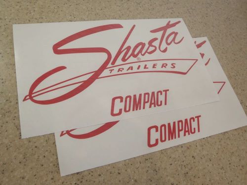 Shasta compact vintage travel camping trailer decals 12&#034; 2-pk  + free fish decal