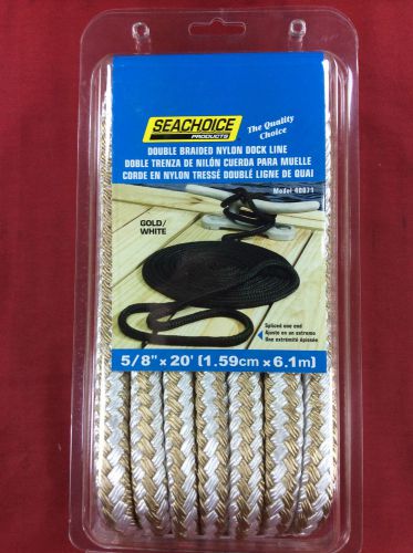Dock line double braided nylon 5/8&#034; x 20&#039; gold &amp; white seachoice 40071