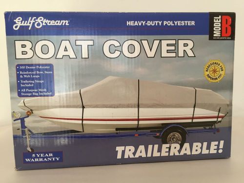 Heavy-duty poly gulfstream boat cover, model b fits 14-16ft. v or tri-hull, new