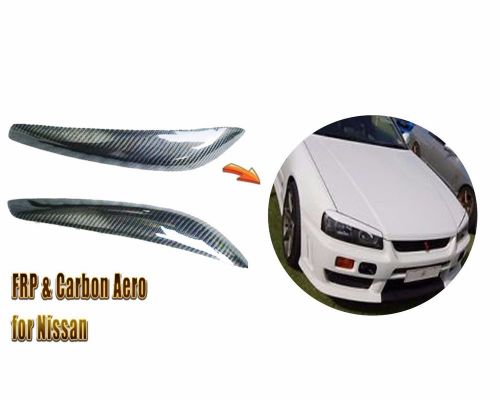 Car headlight eyebrow eye lids carbon fiber for nissan skyline r34 gtr gtt 1pair