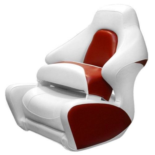 Crownline boat white / red marine captains bolster bucket seat chair w/ logo