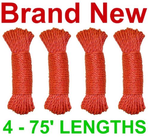 New 300&#039; 3-strand twist 1/4&#034; poly dock line/rope,red