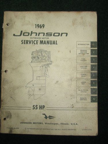 1969 omc johnson outboard service repair shop manual 55 hp dealer