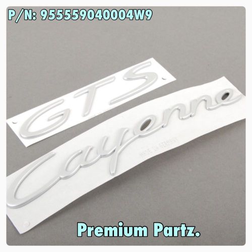 Porsche oem cayenne gts emblem satin aluminum genuine new p/n 955559040004w9