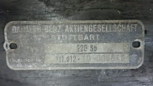 Vintage mercedes 111 chassis placard