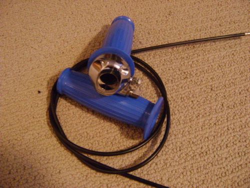 Nos vintage minibike mini bike 7/8&#034; throttle and cable blue grips