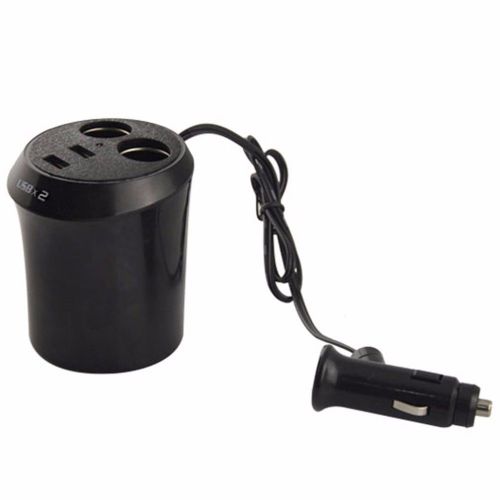 Car cigarette lighter cup holder power adapter spliter dual usb charger socket