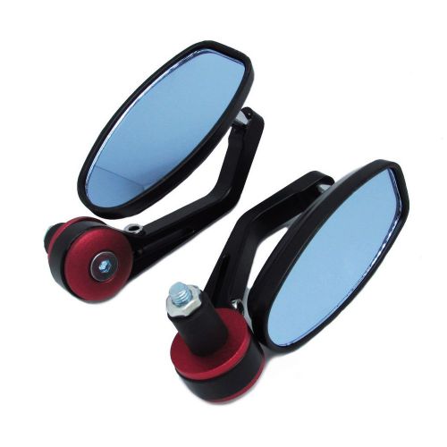 New red aluminum rearview side mirror handle bar end racing motorcycle 7/8&#034; pair
