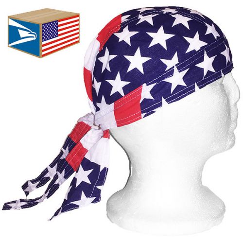 Skull cap hat usa mega stars american flag biker wrap du do doo rag new! #e3641