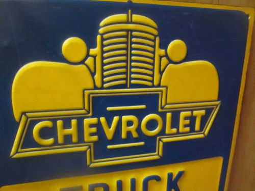 Chevrolet truck parking only embossed raised metal deco all others scrapped