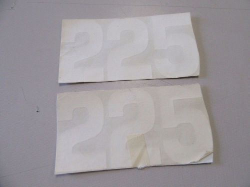 Scout 225 decal pair (2) white 6 3/8&#034; x 3 1/4&#034; marine boat