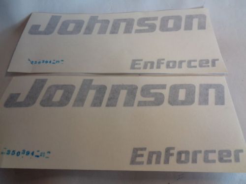 Johnson enforcer decal pair ( 2 ) black 10 3/8&#034; x 1 1/2&#034; marine boat