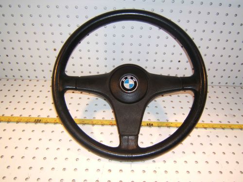 Bmw med e30 bmw black leather steering oem 1 wheel &amp; horn 1 switch,15&#034; inch,t#2