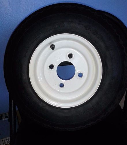Trailer wheel 4.80-8 bias trailer tire on 8&#034; 4 lug white steel rim white