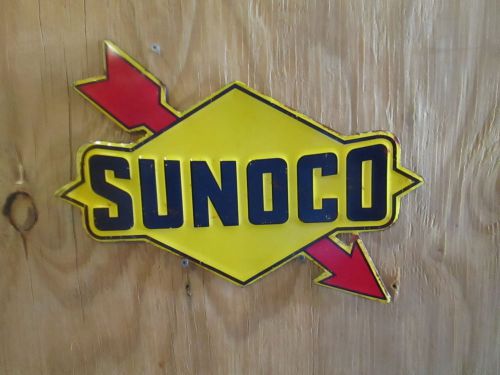 Vintage look sunoco arrow embossed race gasoline display  man cave garage