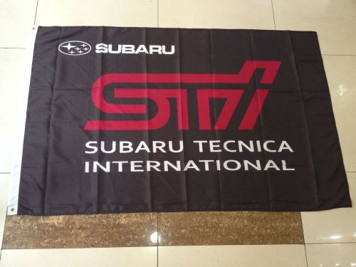 Free shipping subaru sti flag banner sign black 3x5 ft impreza wrx motorsports