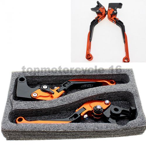 Orange&amp;blk cnc foldable extendable brake clutch lever for ktm 690 enduro r 14-16