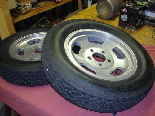 15x31/2 ansen alluminum front  wheel and tire lug pattern 5-4 3/4 gasser hot rod
