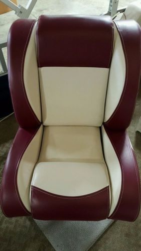 Deluxe ivory/burgundy marine vinyl boat bucket / drivers seating seat chair new