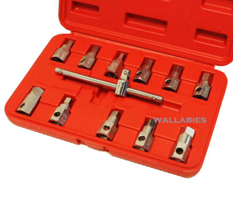 New 12pc oil series drain sump plug gearbox & axel removal wrench key socket set